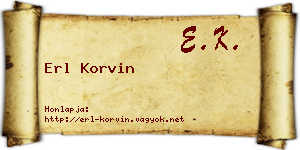 Erl Korvin névjegykártya